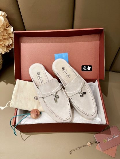 Replica Loro Piana Babouche Charms Walk Moccasin Slipper Women's Suede Loafer #3154 - Image 3