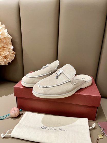 Replica Loro Piana Babouche Charms Walk Moccasin Slipper Women's Suede Loafer #3150 - Image 8