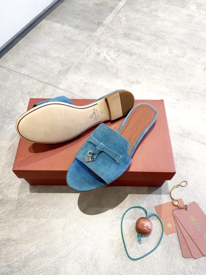 Replica Loro Piana Summer Charms Sandal Women's Slippers Suede Goatskin #3212 - Image 5