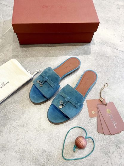 Replica Loro Piana Summer Charms Sandal Women's Slippers Suede Goatskin #3212 - Image 9