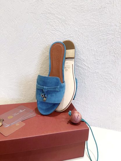 Replica Loro Piana Summer Charms Sandal Women's Slippers Suede Goatskin #3212 - Image 4
