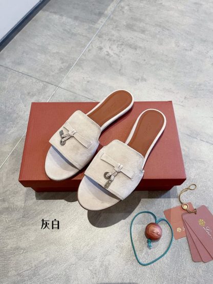 Replica Loro Piana Summer Charms Sandal Women's Slippers Suede Goatskin #3204 - Image 7