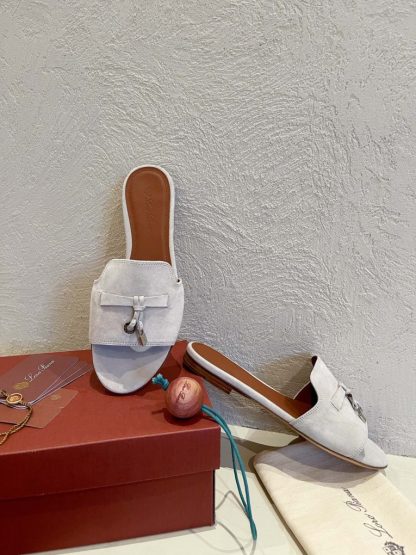 Replica Loro Piana Summer Charms Sandal Women's Slippers Suede Goatskin #3204 - Image 4