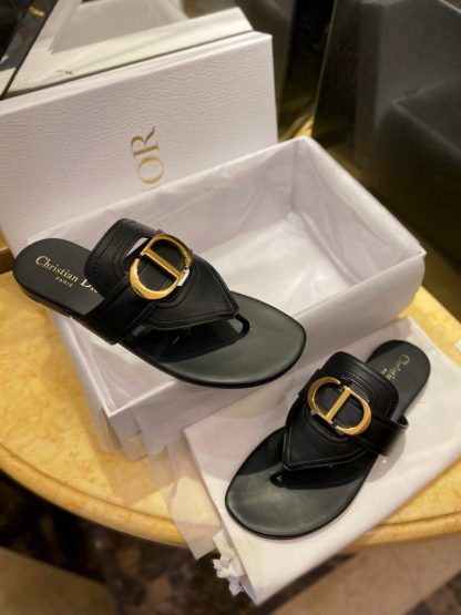 Replica Dior Flip Flops Black Calf Skin Slides For Women 2024 #3320 - Image 23