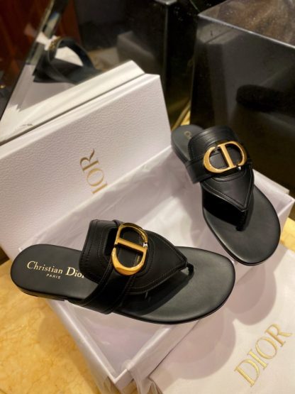 Replica Dior Flip Flops Black Calf Skin Slides For Women 2024 #3320 - Image 26
