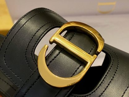 Replica Dior 30 Montaigne Heeled Slide Black Calfskin For Women 2024 #3323 - Image 3