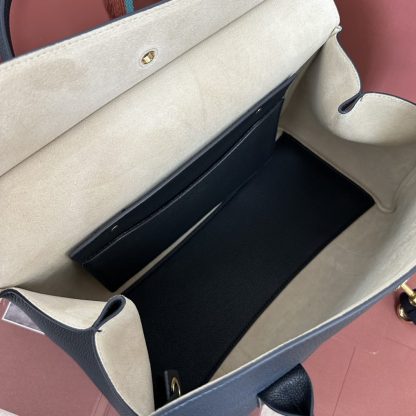 Replica Loro Piana Loom bag L32 Women Tote Navy Blue Grained Calfskin #3347 - Image 6