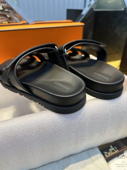 Replica Hermes Women's Chypre Sandal Black CalfSkin #3332 - Image 12