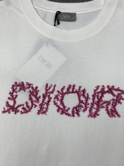 Replica Dior Italic Coral Relaxed-Fit T-Shirt White Slub Cotton Jersey Men #3297 - Image 7