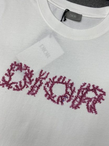 Replica Dior Italic Coral Relaxed-Fit T-Shirt White Slub Cotton Jersey Men #3297 - Image 9