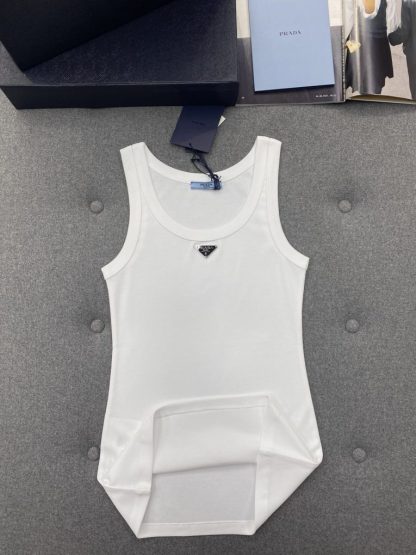 Replica Prada Ribbed knit jersey tank top Women 2024 #3306 - Image 16
