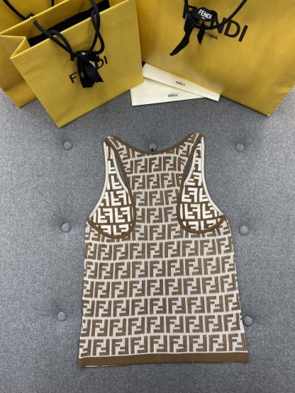 Replica Fendi Brown FF cotton top Women Vest 2024 #3303 - Image 15
