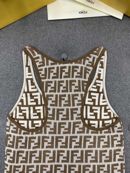 Replica Fendi Brown FF cotton top Women Vest 2024 #3303 - Image 11