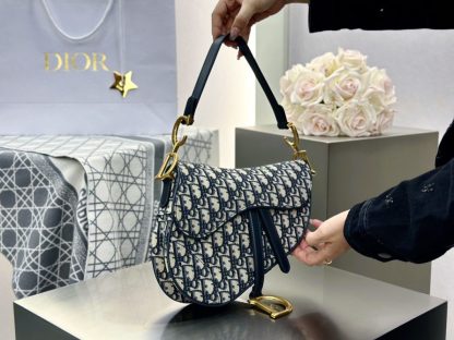 Replica Dior Saddle Bag with Strap Blue Dior Oblique Jacquard #3255 - Image 13