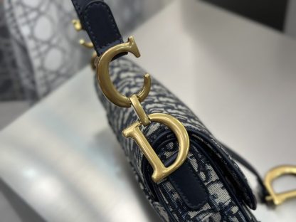 Replica Dior Saddle Bag with Strap Blue Dior Oblique Jacquard #3255 - Image 16