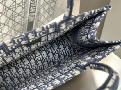 Replica Dior Medium Dior Book Tote Ecru and Blue Dior Oblique Embroidery #3264 - Image 4
