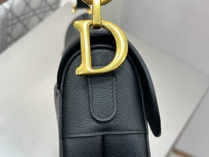 Replica Saddle Bag with Strap Black Grained Calfskin #3258 - Image 4