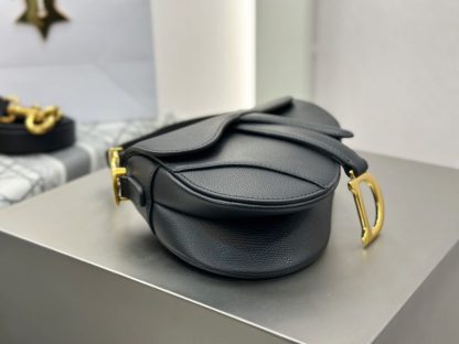 Replica Mini Saddle Bag with Strap Black Grained Calfskin #3259 - Image 6