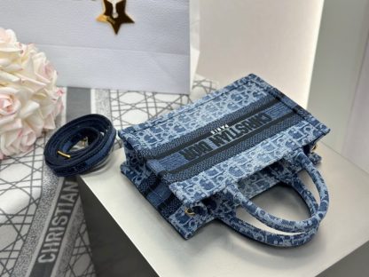Replica Mini Dior Book Tote Blue Denim Dior Oblique Jacquard #3277 - Image 3
