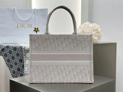 Replica Dior Medium Dior Book Tote Ecru and Pink Dior Oblique Embroidery #3266 - Image 9