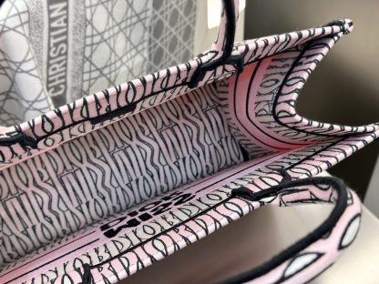 Replica Dior Medium Dior Book Tote White and Pale Pink Miss Dior Allover Embroidery #3261 - Image 8