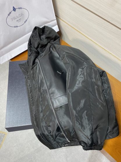 Replica Prada Men's Outwear Silk and leather blouson jacket 2024 #3418 - Image 7