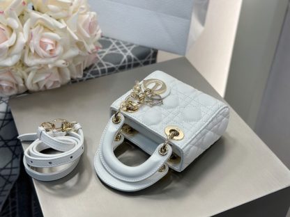 Replica Dior Lady Dior Micro Bag Latte Cannage Lambskin #3489 - Image 8
