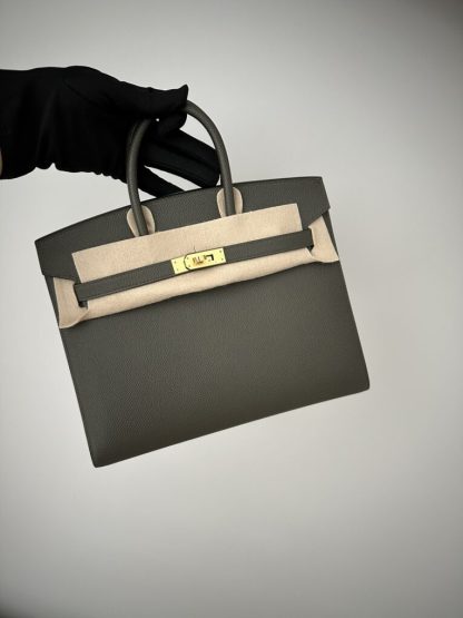 Replica Hermes Birkin 25cm C6 Vert de Gris Handmade Hand Stitching Epsom Gold #3522 - Image 10