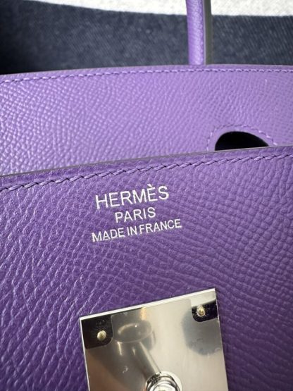 Replica Hermes Birkin 25cm 9W Crocus Handmade Hand Stitching Epsom Sliver #3520 - Image 5