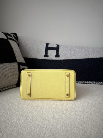 Replica Hermes Birkin 25cm 1Z Jaune poussin Handmade Hand Stitching Epsom Gold #3519 - Image 7