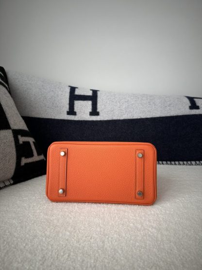 Replica Hermes Birkin 25cm CK93 Orange Handmade Hand Stitching Togo Sliver #3517 - Image 4
