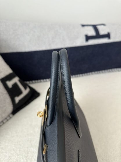Replica Hermes Birkin 25cm 2Z Blue Niut Handmade Hand Stitching Epsom Gold #3513 - Image 7