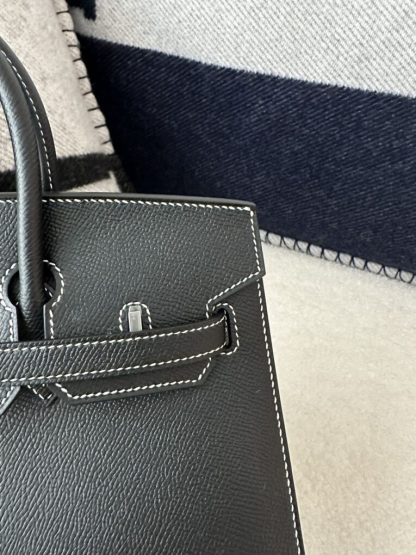 Replica Hermes Birkin 25cm CK89 Noir Handmade Hand Stitching Epsom Sliver #3512 - Image 10