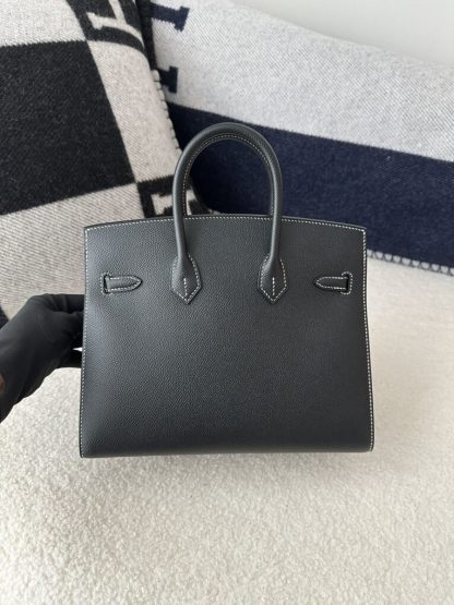 Replica Hermes Birkin 25cm CK89 Noir Handmade Hand Stitching Epsom Sliver #3512 - Image 15