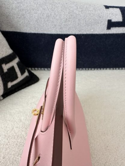 Replica Hermes Birkin 25cm 3Q Pink Handmade Hand Stitching Swift Gold Hardware #3509 - Image 7
