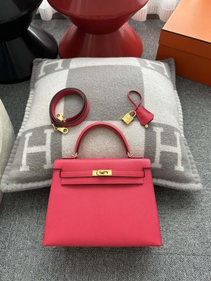 Replica Hermes Kelly 25 Rose extreme Handmade Epsom Gold #3542 - Image 18