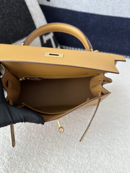Replica Hermes Kelly 25 2S Sesame Handmade Epsom Gold #3540 - Image 7