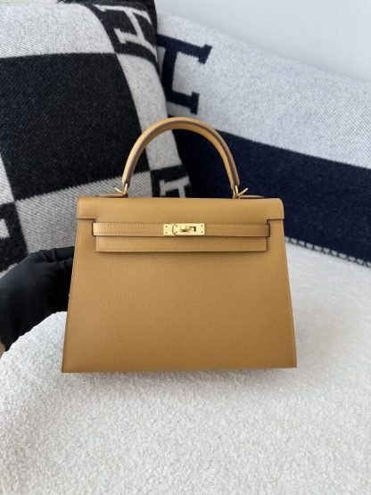 Replica Hermes Kelly 25 2S Sesame Handmade Epsom Gold #3540 - Image 13