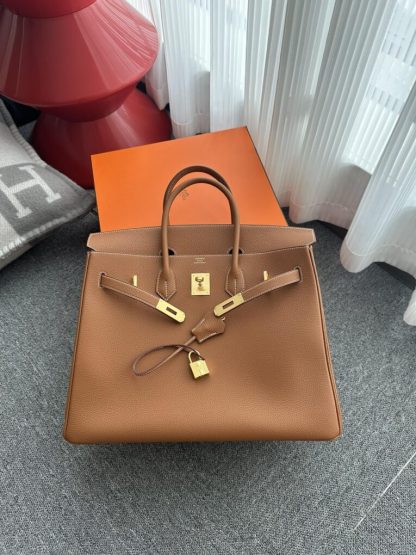 Replica Hermes Birkin 35 CC37 Gold Handmade Togo Gold #3533 - Image 14