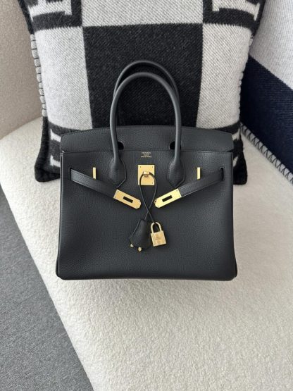 Replica Hermes Birkin 25cm CC89 Noir Handmade Hand Stitching Togo Gold Hardware #3507 - Image 10