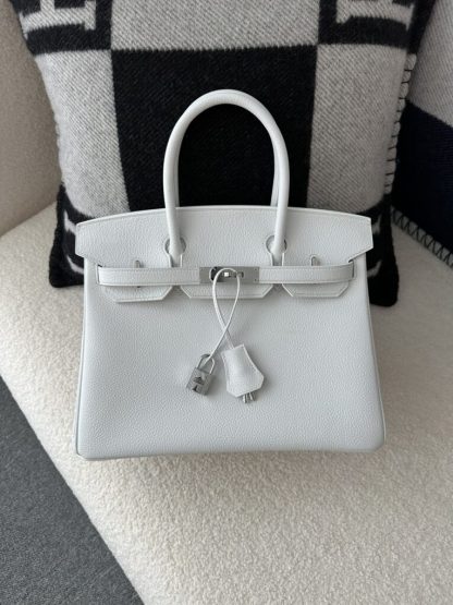Replica Hermes Birkin 30cm 01 Blank Handmade Hand Stitching togo Sliver #3530 - Image 16