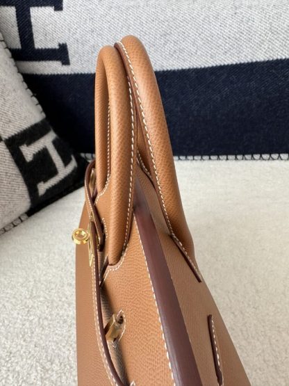Replica Hermes Birkin 25cm CC37 Gold Handmade Hand Stitching Epsom Leather Gold Hardware #3501 - Image 7