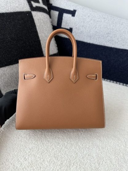 Replica Hermes Birkin 25cm CC37 Gold Handmade Hand Stitching Epsom Leather Gold Hardware #3501 - Image 13