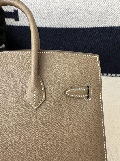 Replica Hermes Birkin 25cm CC18 Etoupe grey Handmade Hand Stitching Epsom Leather Gold Hardware #3500 - Image 8