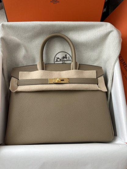 Replica Hermes Birkin 30cm 8Q Beige Marfa Handmade Hand Stitching togo Gold #3529 - Image 16
