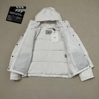 Replica FENDI White tech fabric down jacket 2024 Winter #3394 - Image 3