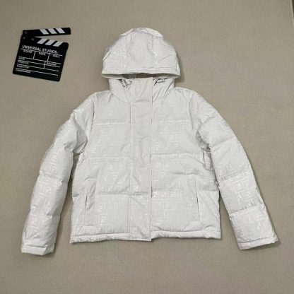 Replica FENDI White tech fabric down jacket 2024 Winter #3394 - Image 4