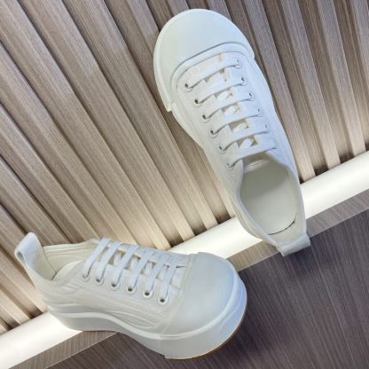 Replica Bottega Veneta Vulcan Platform Sneaker Women's Canvas lace-up platform sneaker #3696 - Image 7