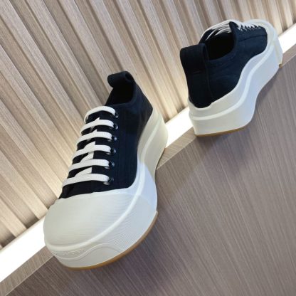 Replica Bottega Veneta Vulcan Platform Sneaker Women's Canvas lace-up platform sneaker #3695 - Image 4