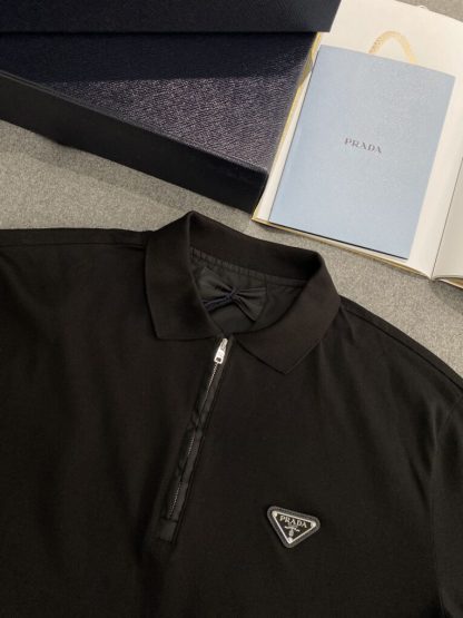 Prada Piqué polo shirt Replica with Re-Nylon details Zipper For Men #3599 - Image 9